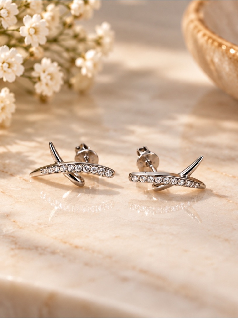 Swarovski Crystal Bar Stud Earrings